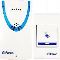 Звонок дверной беспроводной Feron Е-222  Электрический 32 мелодии белый синий с питанием от батареек 23678 в г. Санкт-Петербург 