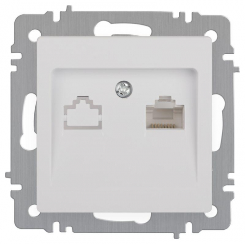 Б0063624 Розетка компьютерная 1-м СП Accent 6-303-01 RJ45 IP20 бел. Intro 