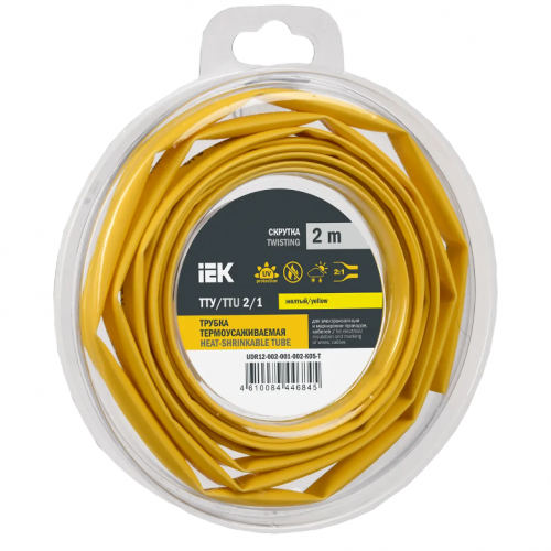 UDR12-002-001-002-K05-T Трубка термоусадочная ТТУ нг-LS 2/1 желт. (уп.2м) IEK 