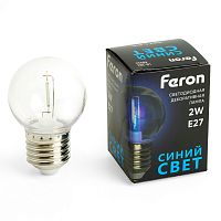 Лампа светодиодная Feron LB-383 Шарик прозрачный E27 2W 230V синий 48934 в г. Санкт-Петербург 