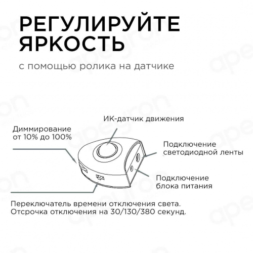 Светодиодная влагозащищенная лента Apeyron 2,4W/m 30LED/m 2835SMD теплый белый 1,2M 10-89 в г. Санкт-Петербург  фото 3