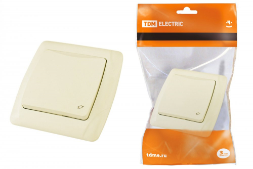 SQ1805-0043 Розетка с крышкой 2П+З с защитными шторками 16А 250В IP44 сл. кость "Онега" TDM