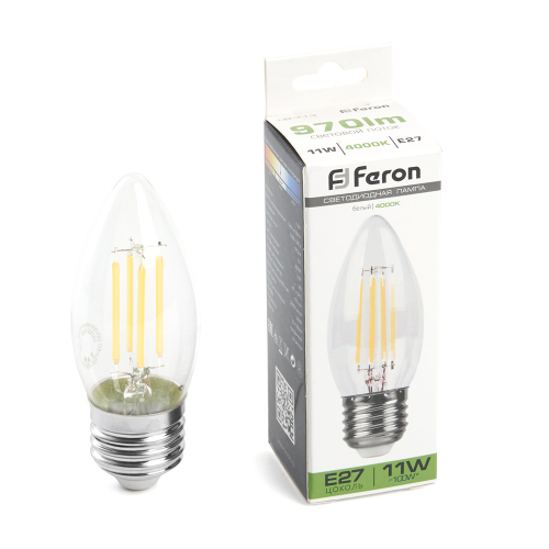 Лампа светодиодная Feron LB-713 Свеча E27 11W 230V 4000K 38273 в г. Санкт-Петербург 
