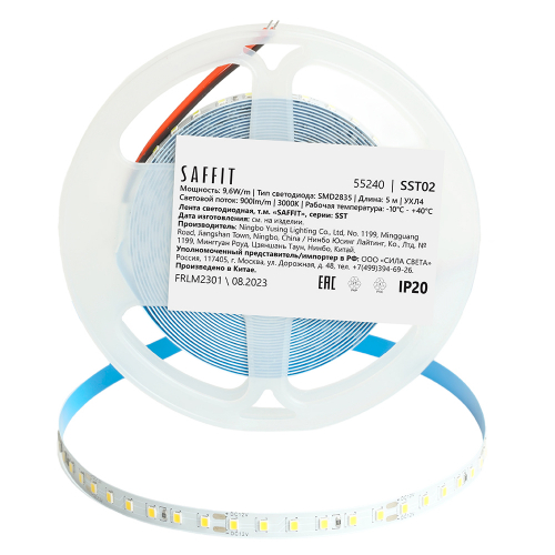 SST02 SAFFIT 120SMD(2835)/м 9.6Вт/м 12V 5000*8*1.22мм 3000К, IP20 55240 в г. Санкт-Петербург  фото 2