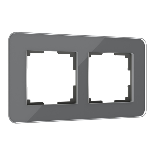 4690389180705 Рамка из стекла на 2 поста Elite графит W0022440