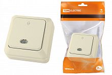 SQ1801-0012 Переключатель на 2 направления 1-кл открытой установки с подсветкой IP20 10А, сл. кость "Ладога" TDM