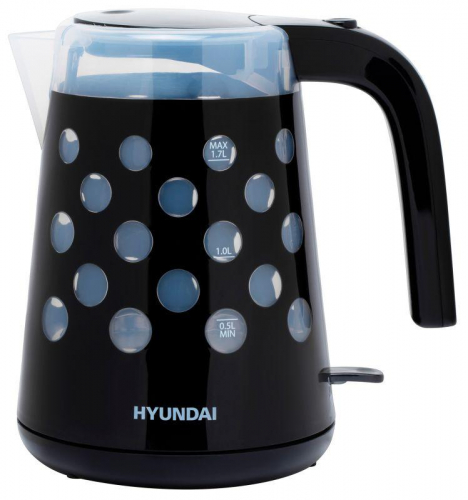 Чайник HYK-G2012 1.7л. 2200Вт (пластик) черн./прозр. HYUNDAI 1433126 в г. Санкт-Петербург 