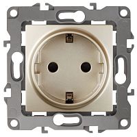 Б0014684 Розетка 1-м СП Эра12 12-2001-04 16А IP20 16AX 250В 2P+E Schuko без монтаж. лапок механизм шампань Эра 