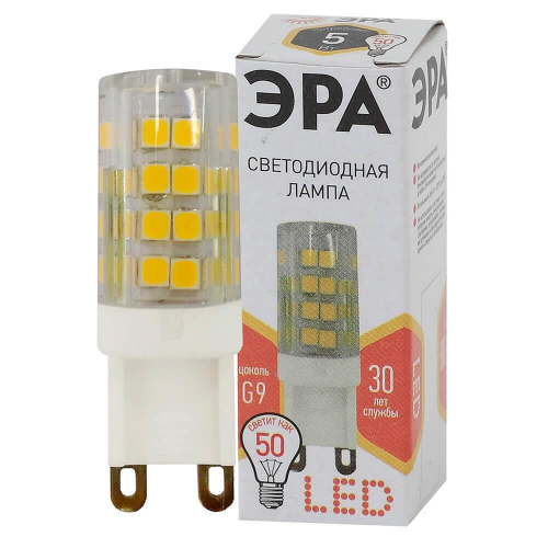 Лампа светодиодная ЭРА G9 5W 2700K прозрачная LED JCD-5W-CER-827-G9 Б0027863 в г. Санкт-Петербург  фото 2