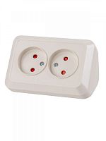 SQ1801-0242 Розетка угловая двойная 2П открытой установки с з/ш IP20 250В 10А сл. кость "Ладога" TDM