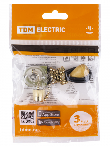 Сонетка-выключатель для бра с цепочкой 3А 250В золото TDM в г. Санкт-Петербург  фото 5