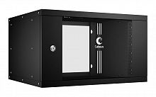 10172c Шкаф телекоммуникационный настенный разборный LIGHT WSC-05D-6U55/45-BK 19дюйм 6U дверь стекло черн. Cabeus 
