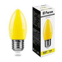 Лампа светодиодная Feron LB-376 свеча E27 1W желтый 25927 в г. Санкт-Петербург 