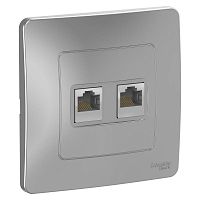 BLNIS045453 Розетка компьютерная 2-м СП Blanca RJ45 кат.5E алюм. SE 