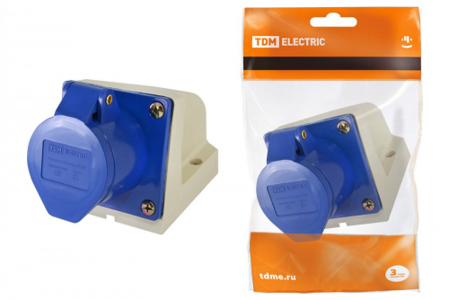 SQ0602-0004 Розетка 123 стационарная 2Р+РЕ 32А 220В IP44 TDM