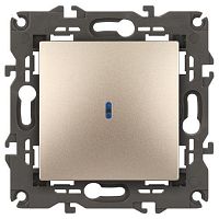Б0034218 Выключатель 1-кл. СП Elegance 14-1102-04 10А IP20 250В 10AX с подсветкой механизм шампань Эра 