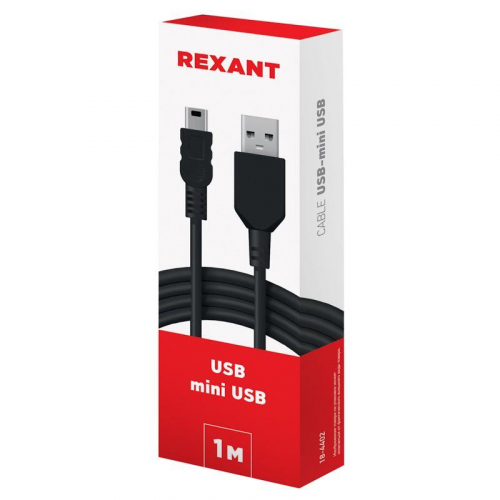 Кабель USB mini USB длинный штекер 1м черн. Rexant 18-4402 в г. Санкт-Петербург 