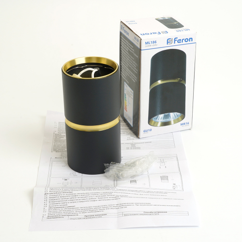 Светильник потолочный Feron ML186 Barrel ZEN MR16 GU10 35W 230V,  чёрный, золото 48639 в г. Санкт-Петербург  фото 8