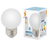 UL-00005806 Лампа светодиодная LED-G45-1W/6000K/E27/FR/С 1Вт шар матовая 6000К холод. бел. E27 декоративная (упак. картон) Volpe 