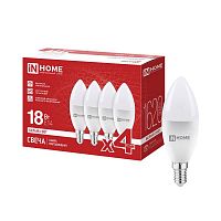 4690612066707 Лампа светодиодная LED-СВЕЧА-VC 4PACK 18Вт свеча 4000К E14 1620лм 230В (уп.4шт) IN HOME 