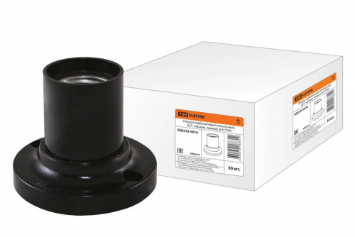 SQ0335-0016 Патрон карболитовый потолочный, Е27, черный, прямой, Б/Н TDM