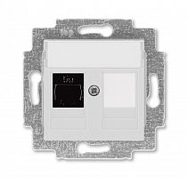 Розетка информационная ABB Levit RJ45 категория 5e и заглушка серый