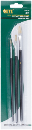 Кисти художественные, натуральная щетина, деревянная ручка, плоские, набор 3 шт. в г. Санкт-Петербург  фото 3