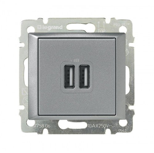 770270 Розетка USB 2-м СП Valena алюм. IEK 