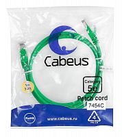 7454c Патч-корд U/UTP кат.5E PC-UTP-RJ45-Cat.5e-1m-GN 2xRJ45/8p8c неэкранир. PVC 1м зел. Cabeus 