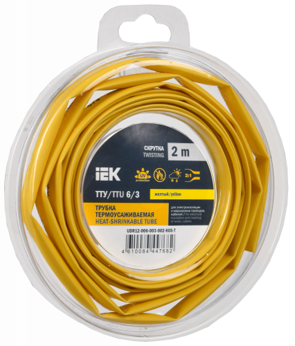 UDR12-006-003-002-K05-T Трубка термоусадочная ТТУ нг-LS 6/3 желт. (уп.2м) IEK 