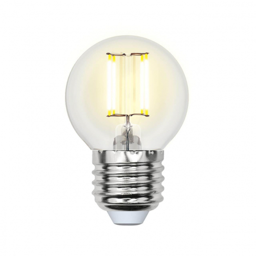 Лампа светодиодная филаментная Uniel E27 5W 3000K прозрачная LED-G45-5W/WW/E27/CL/MB GLM10TR UL-00002370 в г. Санкт-Петербург 