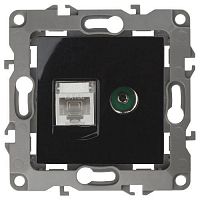 Б0027446 Розетка компьютерная + телевизионная Эра12 12-3110-06 RJ45 + TV IP20 черн. Эра 