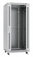7045c Шкаф монтажный телекоммуникационный напольный SH-05C-27U60/60 19дюйм для распред. и серверн. оборудования 27U 600х600х1388мм передн. стеклян. и задн. сплошн. метал. двери ручка с замком сер. (RAL 7035) Cabeus 