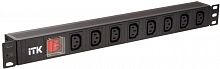 PH12-8C133 Блок розеток 8 мест PDU 19дюймов IEC320 C13  с LED выкл. алюм. профиль1U вход C14 без шнура ITK 