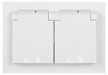 Б0063577 Розетка 2-м СП Accent 6-210-01 16А IP44 250В 2P+E Schuko с крышками защ. шторки AL/CU бел. Intro 