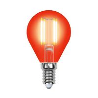 Лампа светодиодная филаментная Uniel E14 5W красная LED-G45-5W/RED/E14 GLA02RD UL-00002985 в г. Санкт-Петербург 