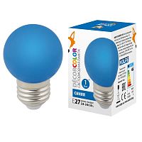 Лампа светодиодная Volpe E27 1W синяя LED-G45-1W/BLUE/E27/FR/С UL-00005647 в г. Санкт-Петербург 