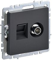 BR-AK20-1-K53 Розетка компьютерная + телевизионная 2-м BRITE РТВ/РК12-БрГ RJ45 кат.5E + TV механизм графит IEK 