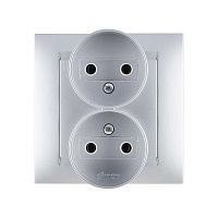 1590457-033 Розетка 2-м СП Simon15 16А IP20 250В без заземл. винт. клеммы алюм. Simon 