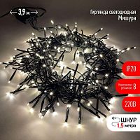 Гирлянда светодиодная "Нить Мишура" 2м 200LED 220В IP20 зел. провод тепл. свет ЭРА Б0047970 в г. Санкт-Петербург 