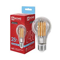 4690612063195 Лампа светодиодная LED-A65-deco 25Вт прозрачная 6500К E27 2480лм 230В IN HOME 