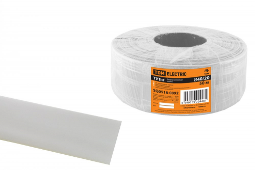 SQ0518-0092 Термоусаживаемая трубка ТУТнг 40/20 белая (50 м/ролл) TDM
