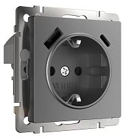 W1171764 Розетка с заземлением, шторками и USB тип A+C  (графит матовый) 