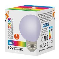 UL-00006960 Лампа декоративная светодиод. LED-G60-3W/RGB/E27/FR/С Шармат RGB упак. картон. Volpe 