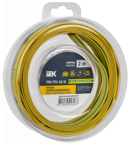 UDR12-012-006-002-K05-T Трубка термоусадочная ТТУ нг-LS 12/6 желт. (уп.2м) IEK 