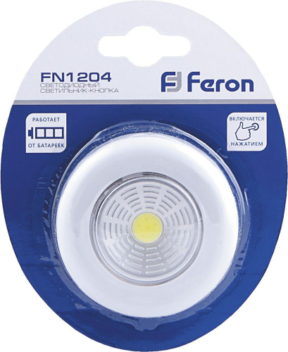 Светодиодный светильник-кнопка Feron FN1204 (1шт в блистере), 2W, белый 23373 в г. Санкт-Петербург  фото 2