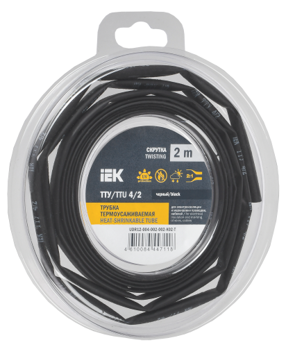 UDR12-004-002-002-K02-T Трубка термоусадочная ТТУ нг-LS 4/2 черн. (уп.2м) IEK 