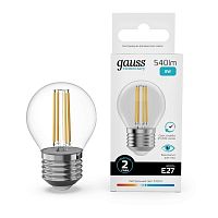 52228 Лампа светодиодная филаментная Filament Elementary 8Вт шар 4100К Е27 540лм GAUSS 