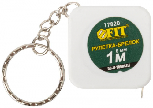17820 Рулетка-брелок 1мх6мм квадратн. бел. FIT  фото 2