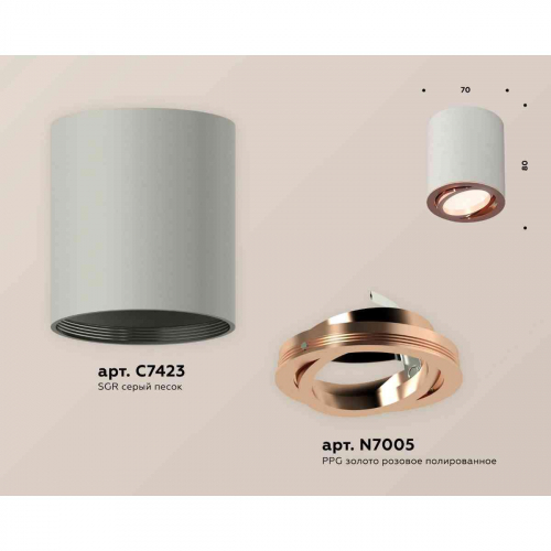 Комплект накладного светильника Ambrella light Techno Spot XS7423023 SGR/PPG серый песок/золото розовое полированное (C7423, N7005) в г. Санкт-Петербург  фото 2
